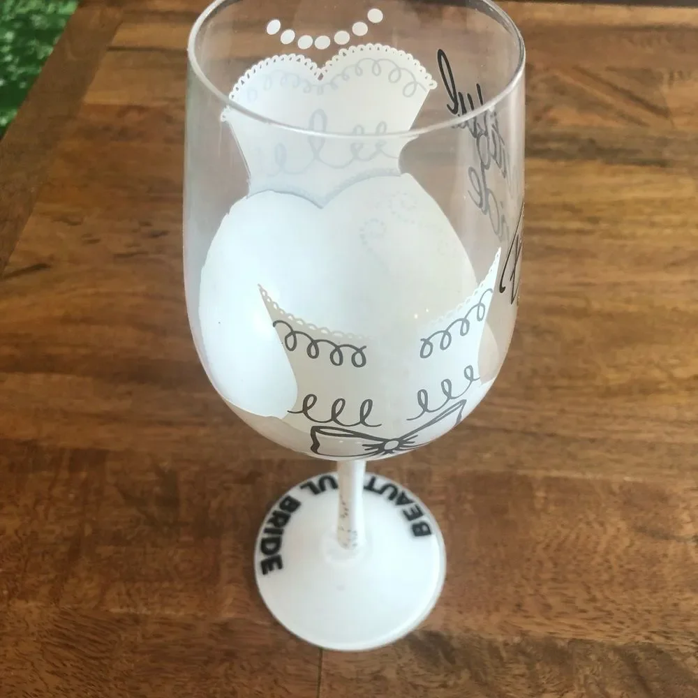 Hand painted Beautiful Bride wine glass